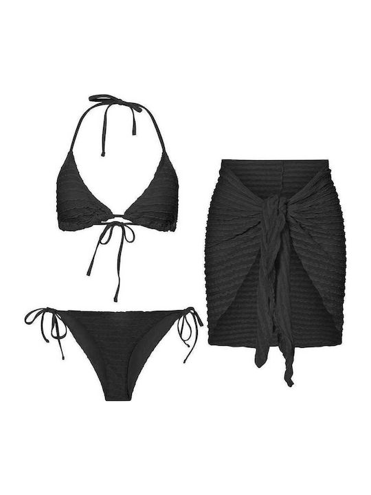 Bikini Set 3 Pieces with Removable Padding Black