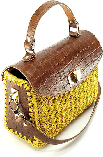 Knitted Bag Set Chanellino Leatherette Burgundy D17 Silver Metal Elements