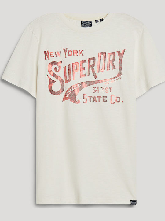 Superdry Ovin Metallic Workwear T-Shirt Weiß