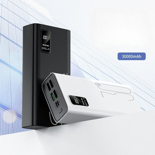 ET-Q8 Външна батерия 30000mAh 22.5W с 4 USB-A порта и USB-C порт със Захранване с висока мощност / Бързо зареждане, Черна