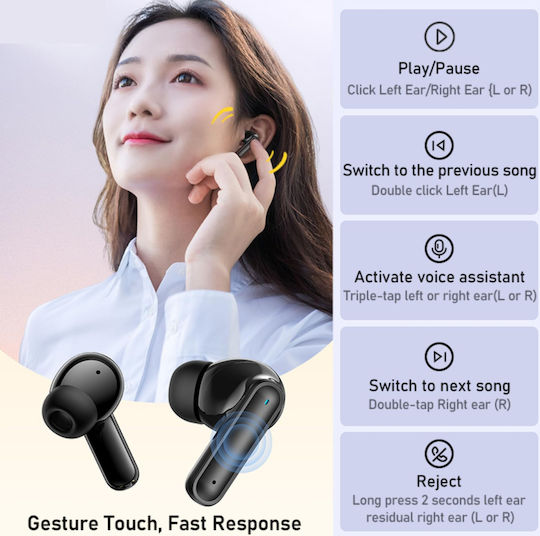 Awei T71 In-ear Bluetooth Handsfree Ακουστικά με Αντοχή στον Ιδρώτα και Θήκη Φόρτισης Μαύρα