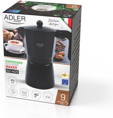 Adler Electric Stovetop Espresso Pot 9 Cups Black