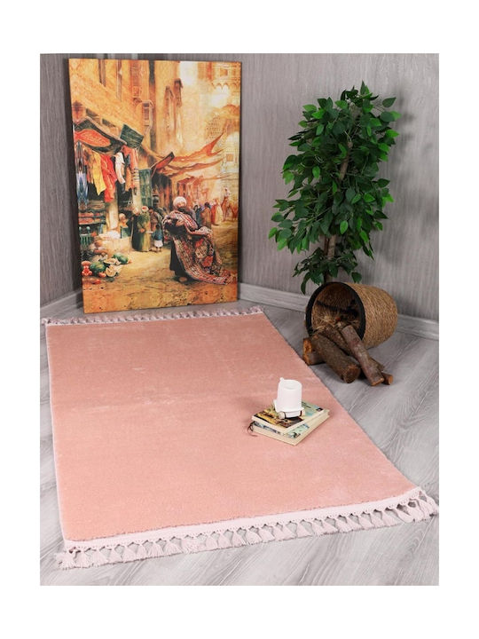 Eco-Carpet Antiderapant Covor Rectangular Shaggy Din blană cu franjuri ROZ