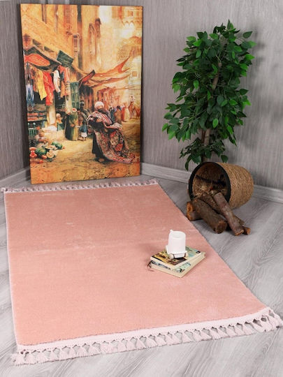 Eco-Carpet Antiderapant Covor Rectangular Shaggy Din blană cu franjuri ROZ