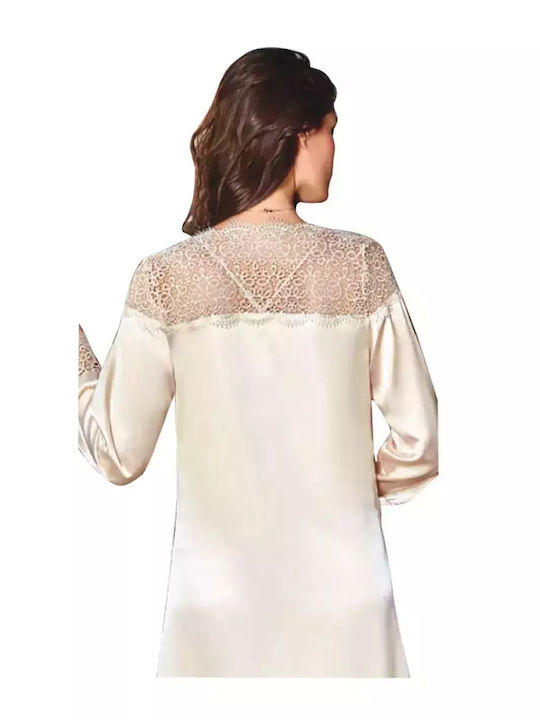 FMS Sommer Damen Robe mit Nachthemd Caramel