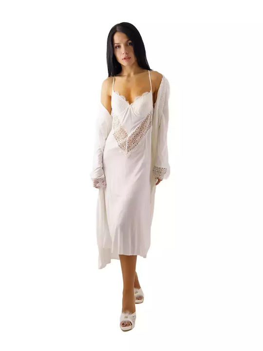 FMS Sommer Braut Damen Robe mit Nachthemd White