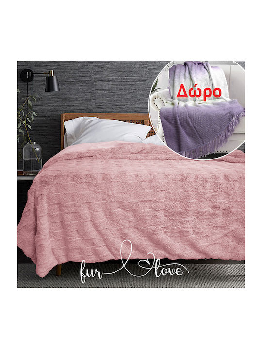 Go Smart Home Cosy Life Furry Single Blanket 160x220cm Pink