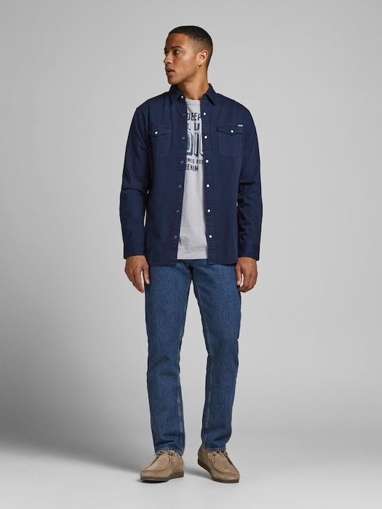 Long-sleeved Denim Shirt Blue Navy