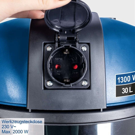 Scheppach NTS30 Premium Nass-Trocken Staubsauger 1300W mit Edelstahl Behälter 30lt Silber
