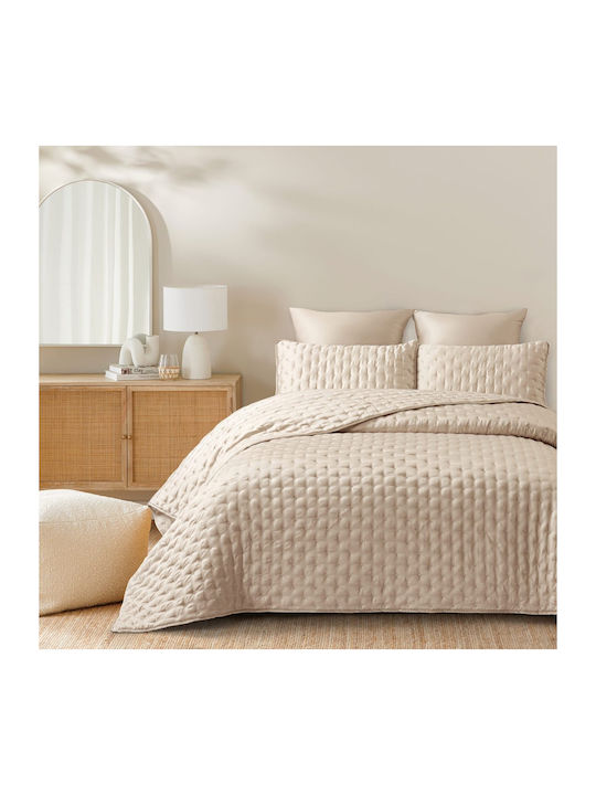 Liolios Home Bedspead Κουβερλί Υπέρδιπλο Microsatin Beige 240x250cm