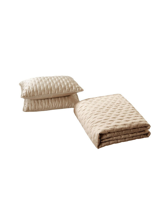 Liolios Home Bedspead Κουβερλί Υπέρδιπλο Microsatin Beige 240x250cm