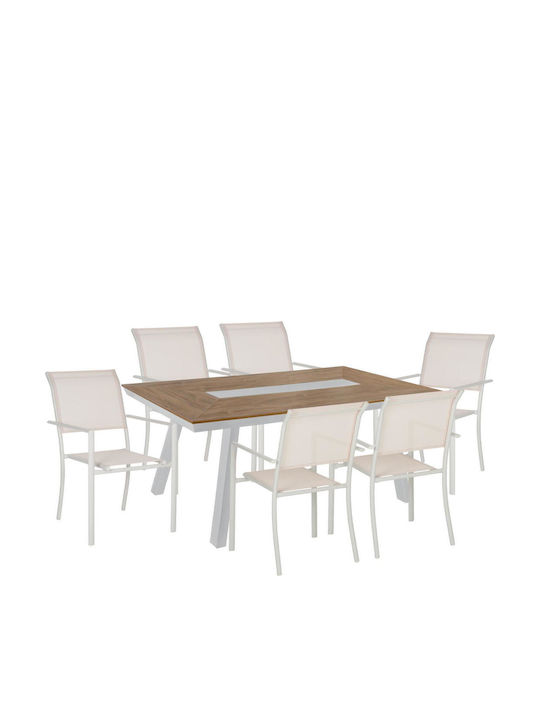 Маса Стабилна Polywood със Скелет от Алуминий Taber Бял 200x94x75бр