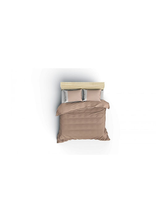 Cotton Box Set Husă de Pilotă Bumbac Dublă cu 2 Fețe de Pernă & 1 Cearsaf 200x220 Gri-bej