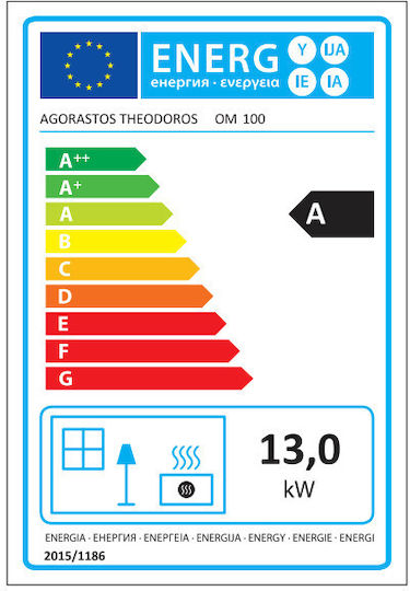 Agorastos ΟΜ 100 Gusseisen Holzofen 13kW Schwarz