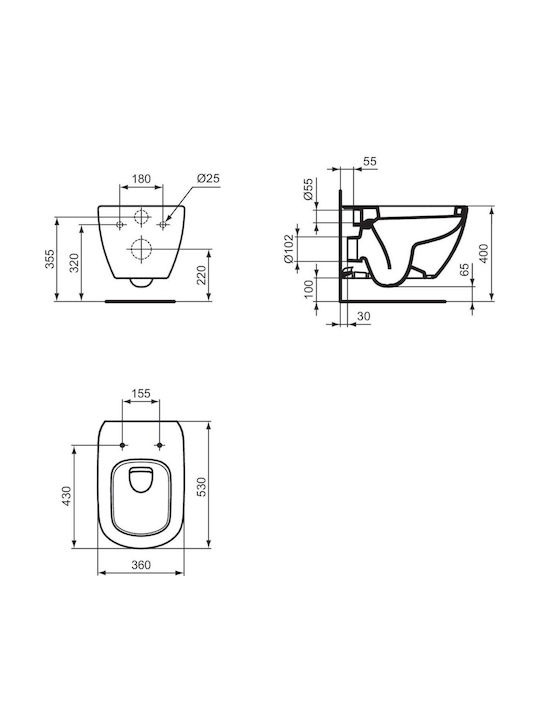 Ideal Standard Wandhängende Toilette Weiße