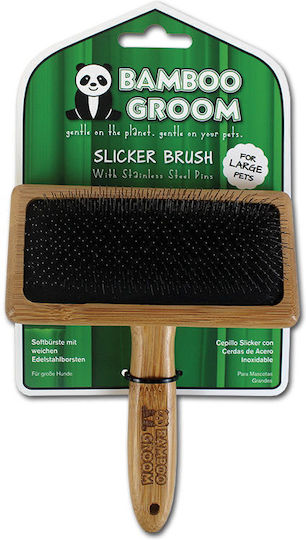 Bamboo Groom Brush Small for Long-Haired Dogs for Coat Grooming Gray