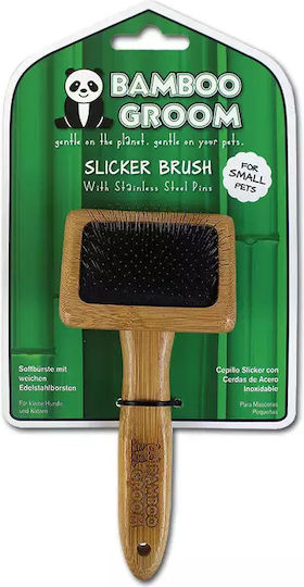 Bamboo Groom Brush Small for Long-Haired Dogs for Coat Grooming Gray