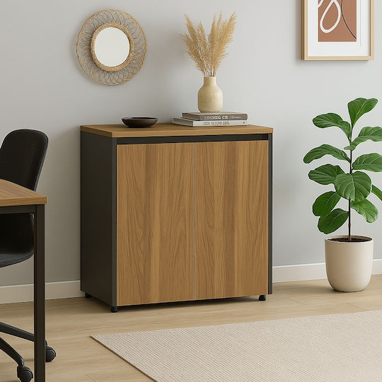 Oscar Office Storage Chipboard Cabinet Walnut-carbonate L80xW40xH80cm