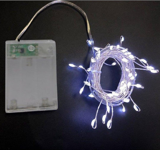 50 Светлини LED 3.7m. Топъл бял На батерия тип Лента 1бр