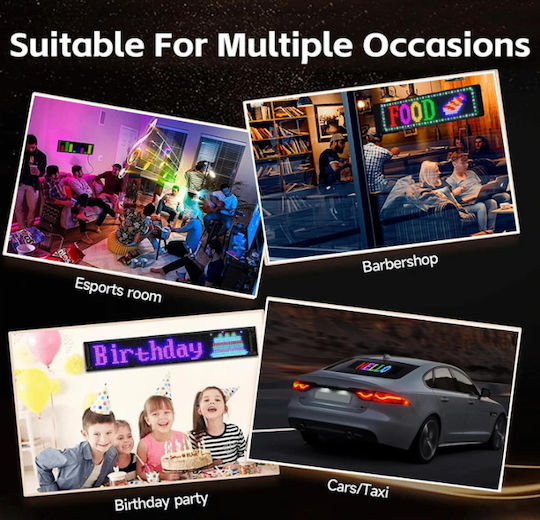 Roza Flexibles Bildschirm Panel Led Bluetooth Anpassbarer Text Bewegtes Bild Über App Auto 133×19cm 10581