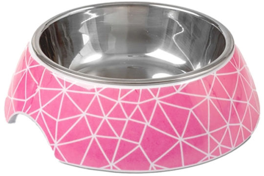 Glee Stainless Steel Bowl Food & Water for Dog & Cat with Base 2x 700ml 22cm in Pink Color