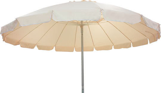 Folding Beach Umbrella Aluminum Diameter 2.4m with UV Protection Ecru