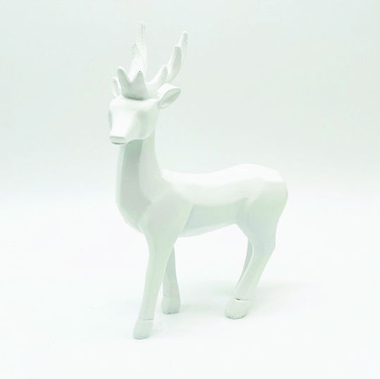 Aca Christmas Plastic Figure Deer White Height 25cm