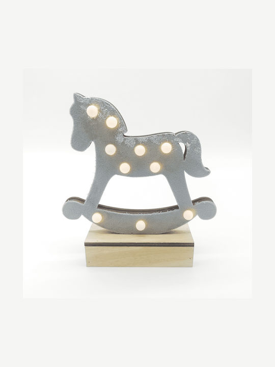 Aca Illuminated Christmas Figure Horse Gray Height 17cm Wooden Grey Horse