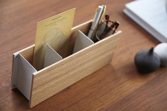 Schreibtisch-Organizer 3 Fächer Ymzk2732 25x7x10,2cm Naturweiß Yamazaki