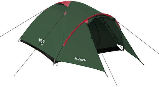 Nils NC6013 Rocker Camping Tent Tunnel Mountaineering Green with Double Cloth 4 Seasons for 3 People Waterproof 3000mm 345x210x130cm