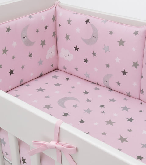 Beboulino Moon Stars Paturi Clasică Intern Roz 60x120cm Beboulino Moon Stars Paturi Clasică Intern Roz 60x120cm