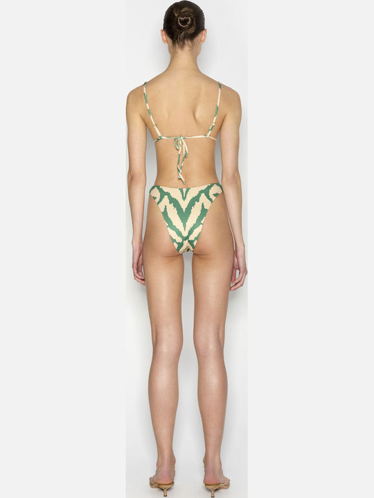 Bikini Set Top & Slip Bottom Green Ecru