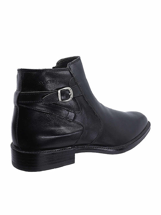 Leather Black Men's Boots Anatomical with Zipper