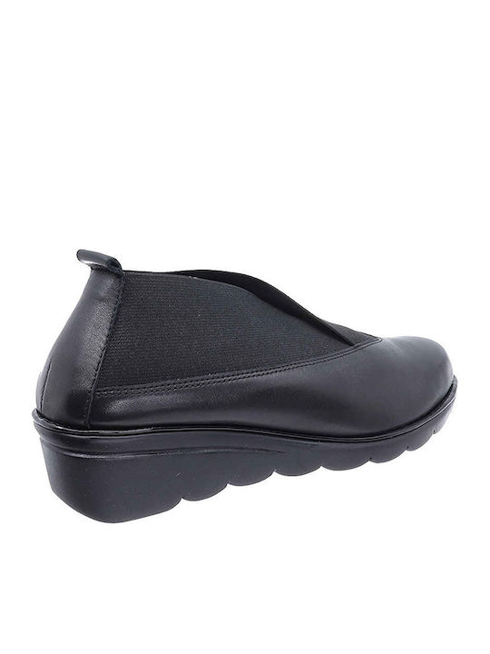 Anatomische Damen Slip-Ons Leder Schwarz