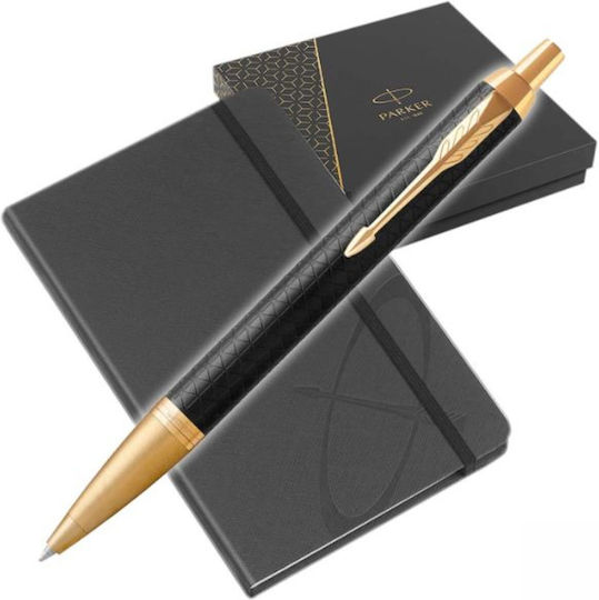 Parker Desk Set with Notebook and Pen IM Premium Black Gold 2pcs