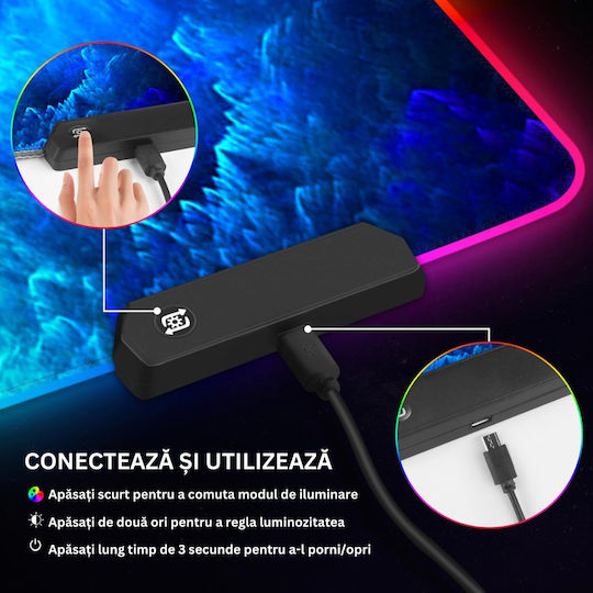 Wave Pattern Gaming Mouse Pad XXL (800mm) με RGB Φωτισμό μέσω USB ED314