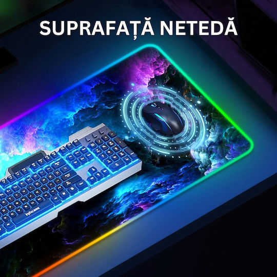 Wave Pattern Gaming Mouse Pad XXL (800mm) με RGB Φωτισμό μέσω USB ED314