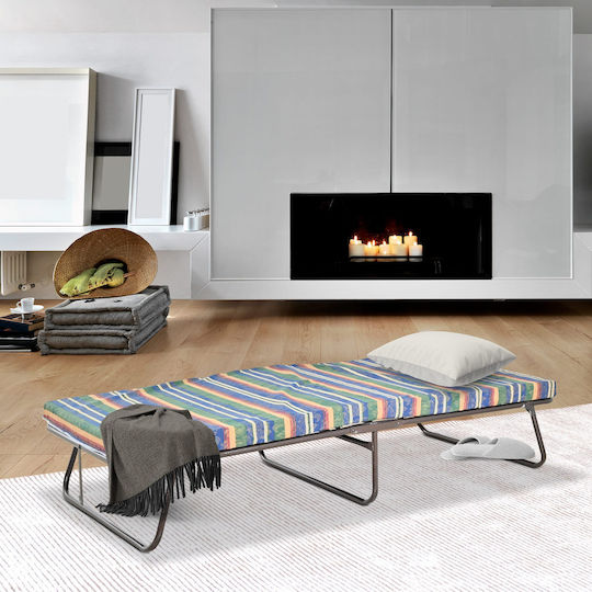 Klappbett mit Matratze 6cm Einzel Schwarz 180x80cm