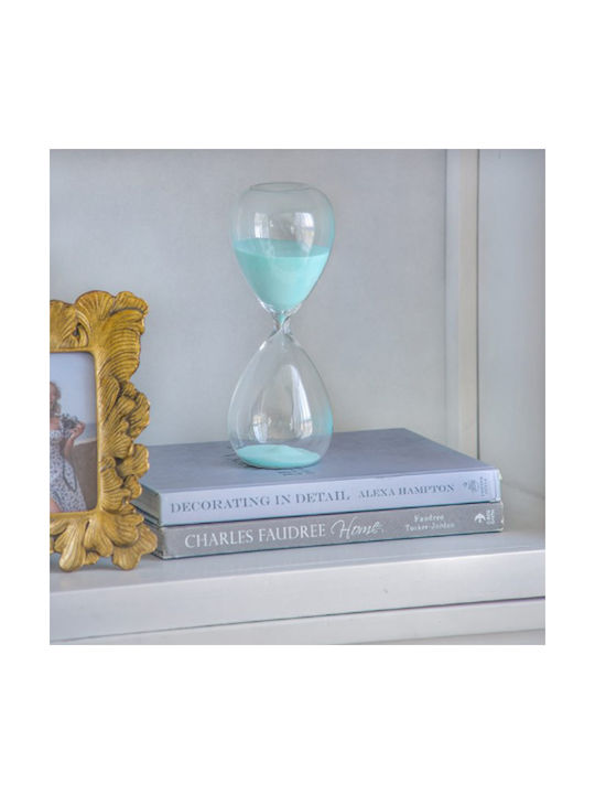 Artekko Decorative Hourglass In Light Blue Color 9x9x25.5cm. Office Hourglass Decoration from Glass 9x9x25.5cm in Light Blue color