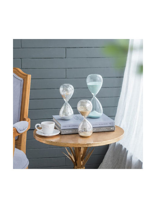 Artekko Decorative Hourglass In Light Blue Color 9x9x25.5cm. Office Hourglass Decoration from Glass 9x9x25.5cm in Light Blue color