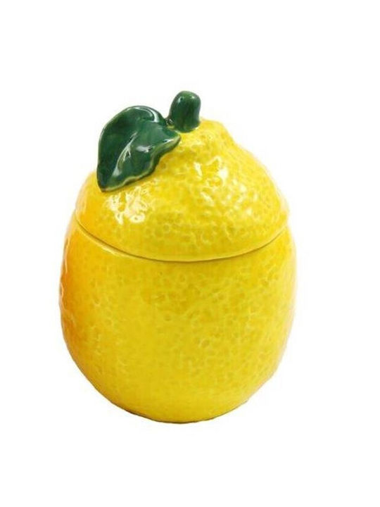 Atmosphera Set 2 Pieces General Use Ceramic Jars with Lid Yellow 11x14cm