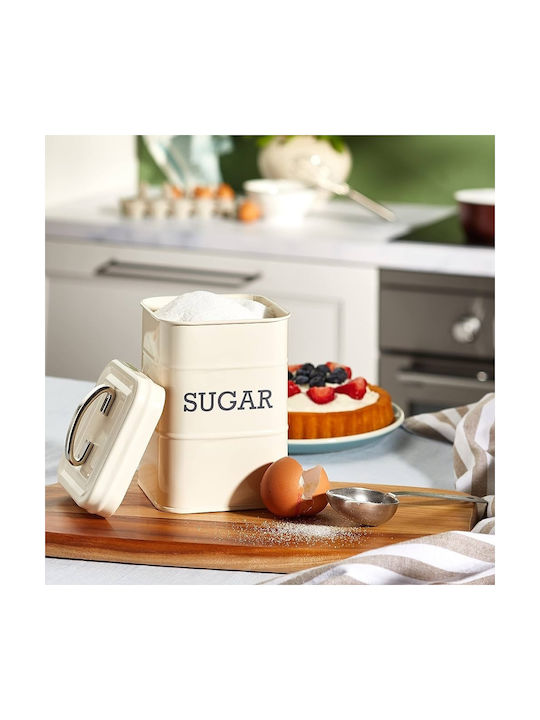 Kitchen Craft Living Nostalgia Βάζο για Ζάχαρη με Καπάκι Μεταλλικό Μπεζ 11x11x17cm