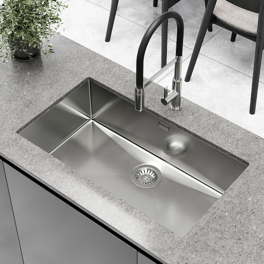 Helika Helika Enna Υποκαθήμενος Inox Μ79xΠ45cm Ασημί