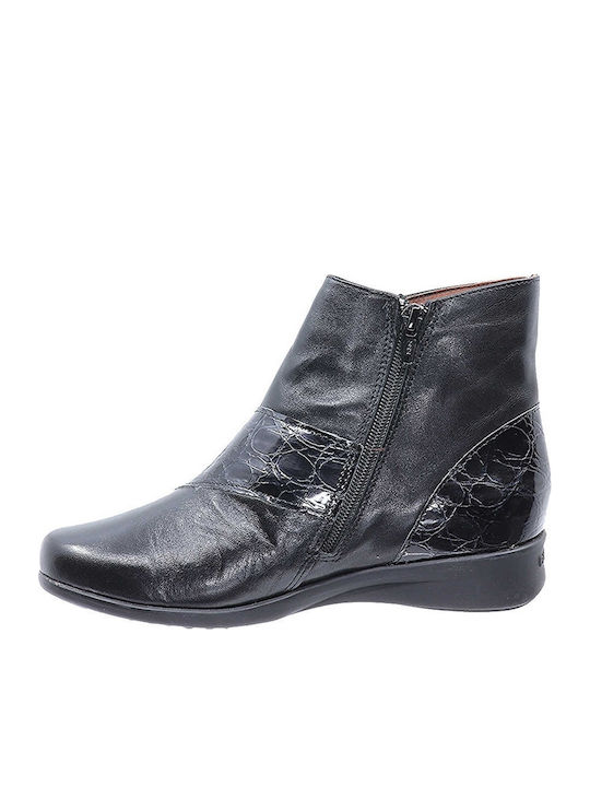 Leder Stiefeletten Damen Schwarz