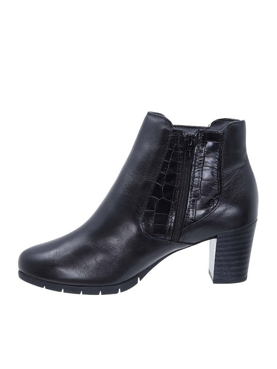 Leder Stiefeletten Damen Schwarz