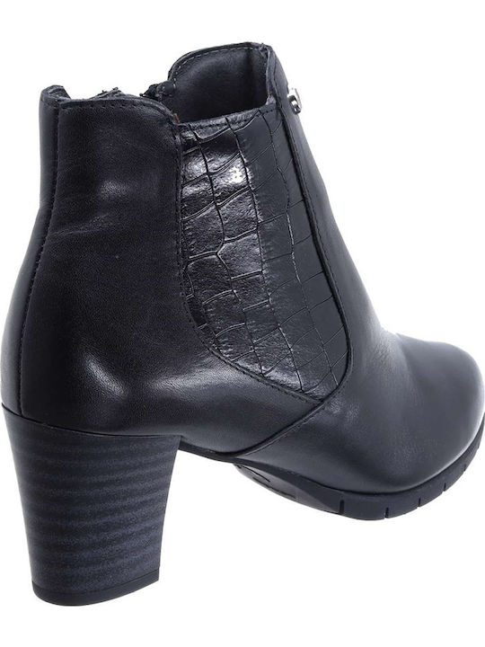 Leder Stiefeletten Damen Schwarz