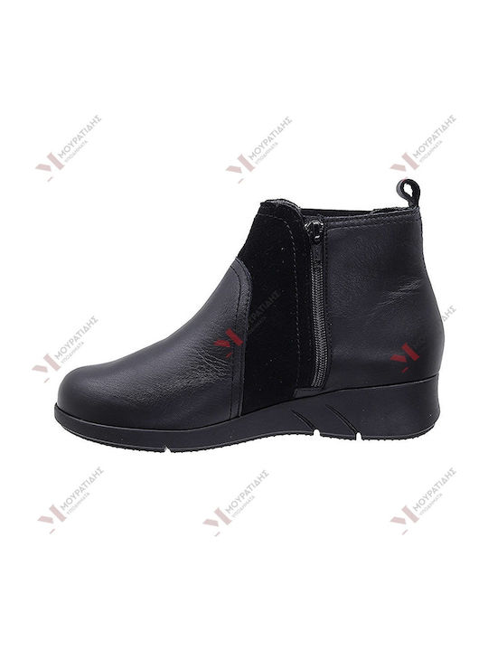 Leder Stiefeletten Damen Schwarz
