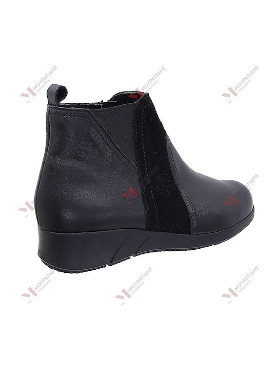 Leder Stiefeletten Damen Schwarz