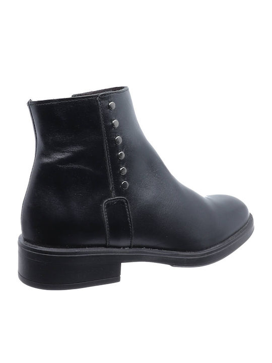 Leder Stiefeletten Damen Schwarz