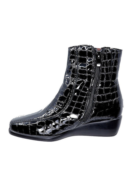 Stiefeletten Damen aus Lackleder Schwarz